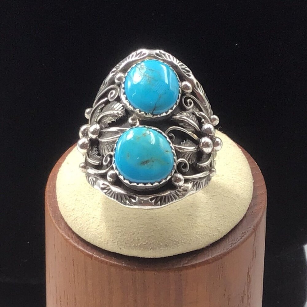 Men’s Sterling Silver Turquoise Native American Ring 13gms Size 11.25